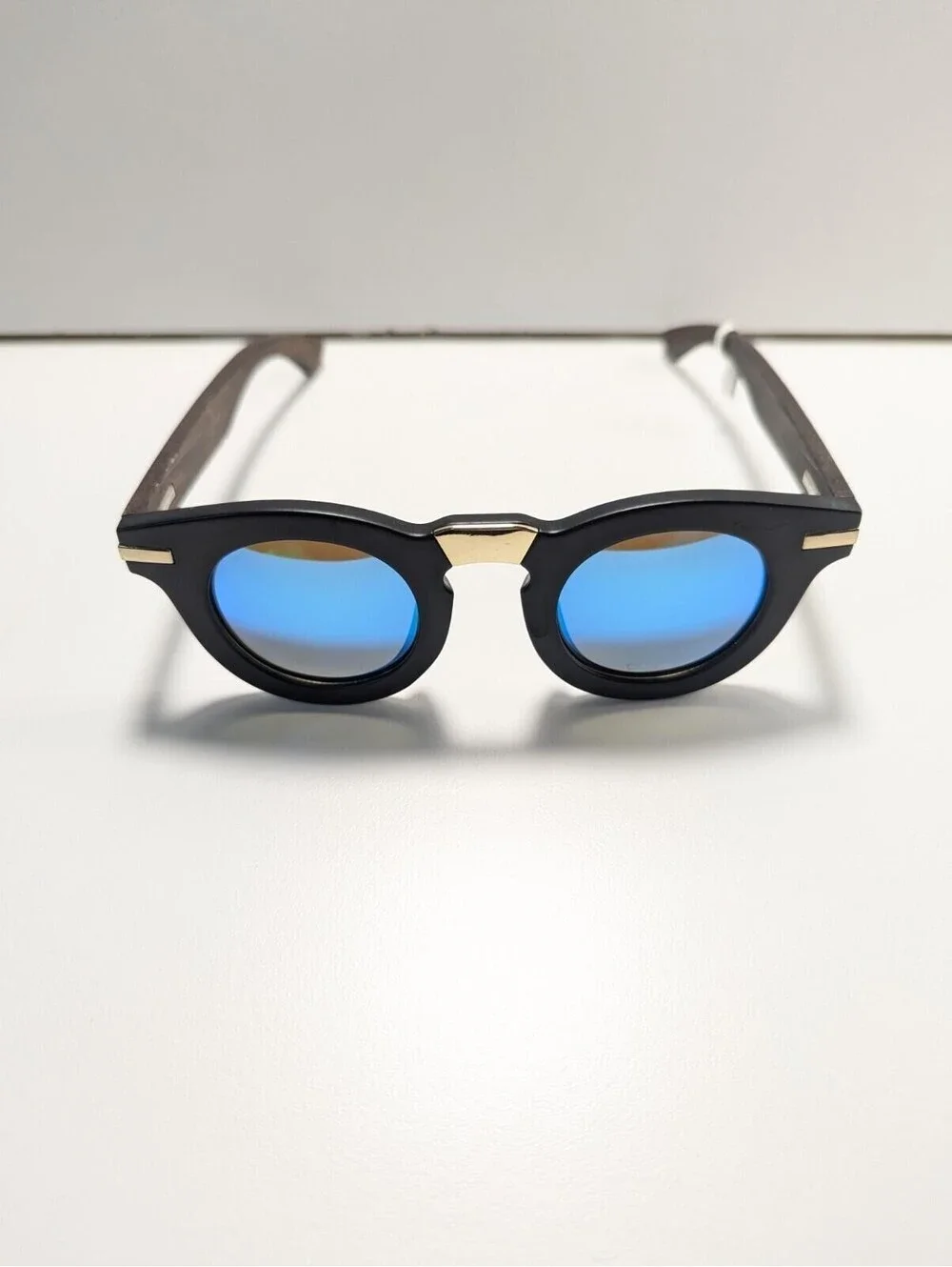 OK4U Sunglasses Chucky Square Frames Black And Brown Frames Golden Accents